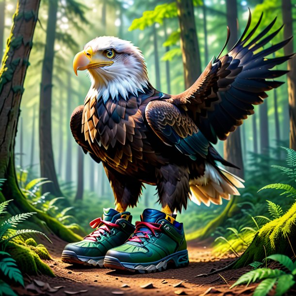 Picture of a eagle in a shoes in the forest