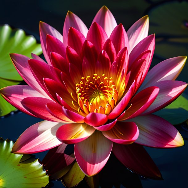 Clipart of a red water lily, peltated