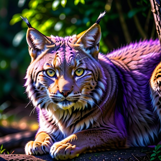 Pic d'un lynx d'attente pourpre