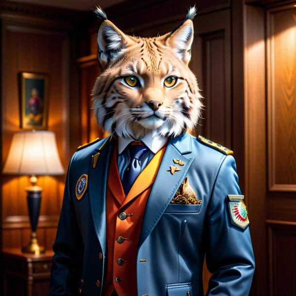 Picture of a lynx in a jacket in the house