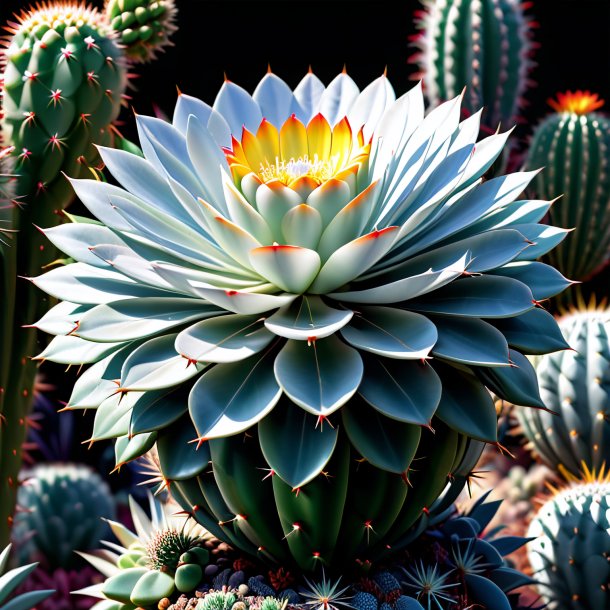 Clipart of a silver cactus