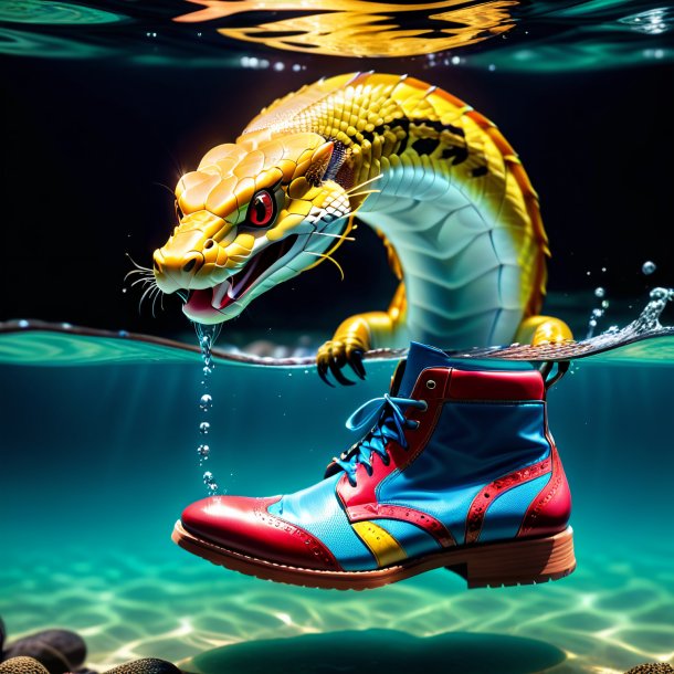 Image of a cobra in a shoes in the water