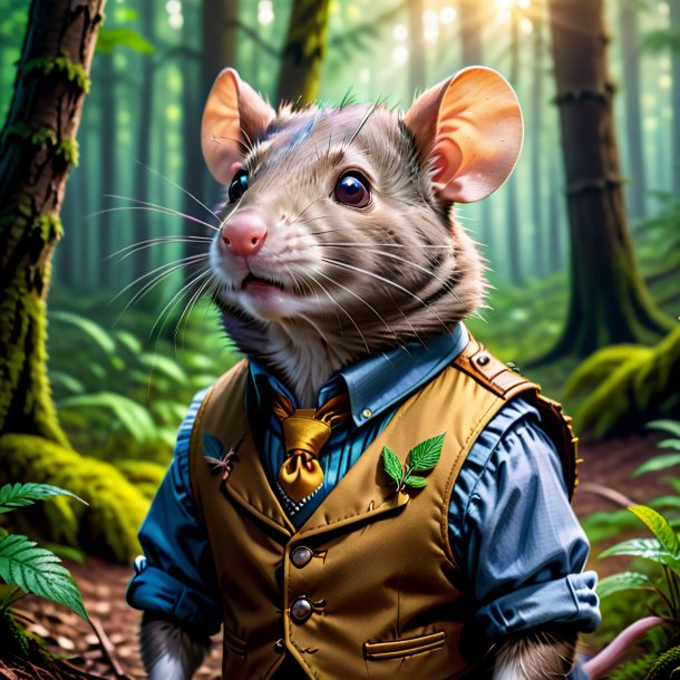 Image of a rat in a vest in the forest