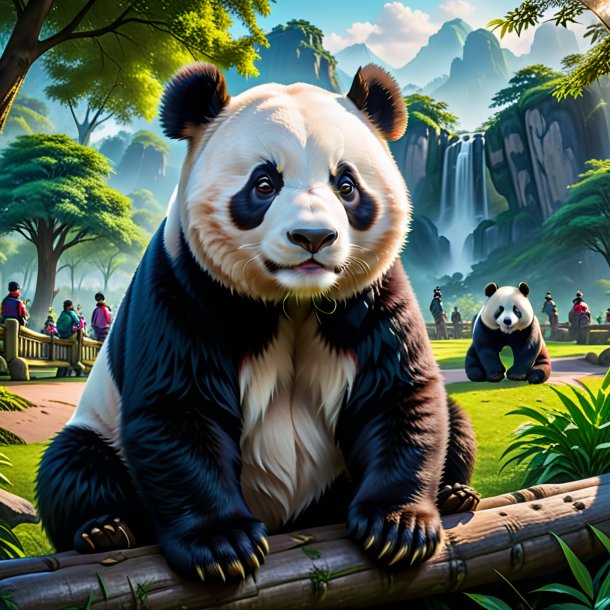 Image of a waiting of a giant panda in the park