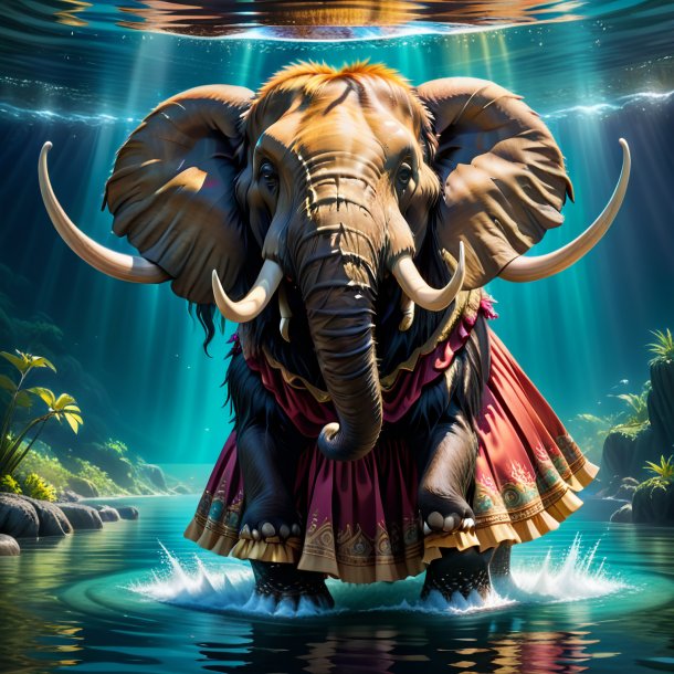 Image of a mammoth in a skirt in the water