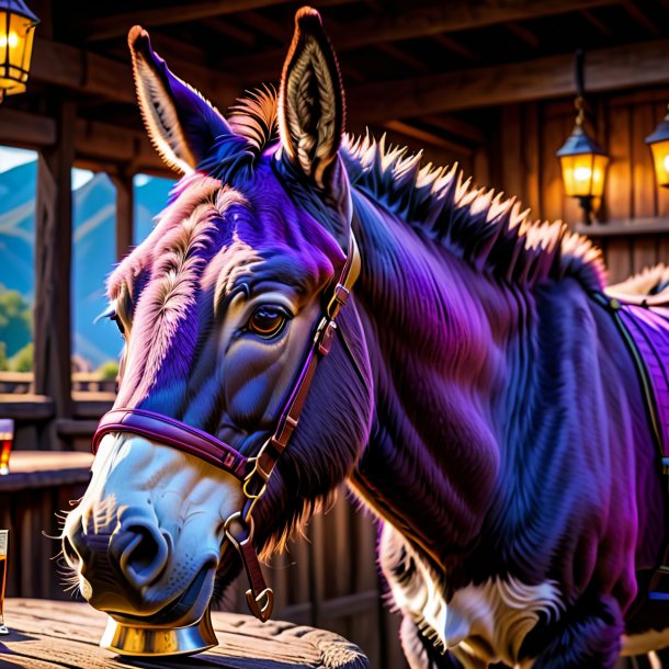 Foto de un burro morado que bebe