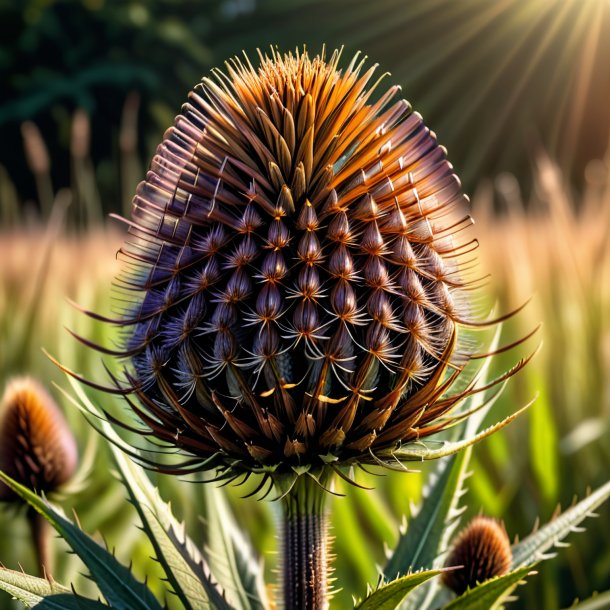 Illustration of a brown teasel