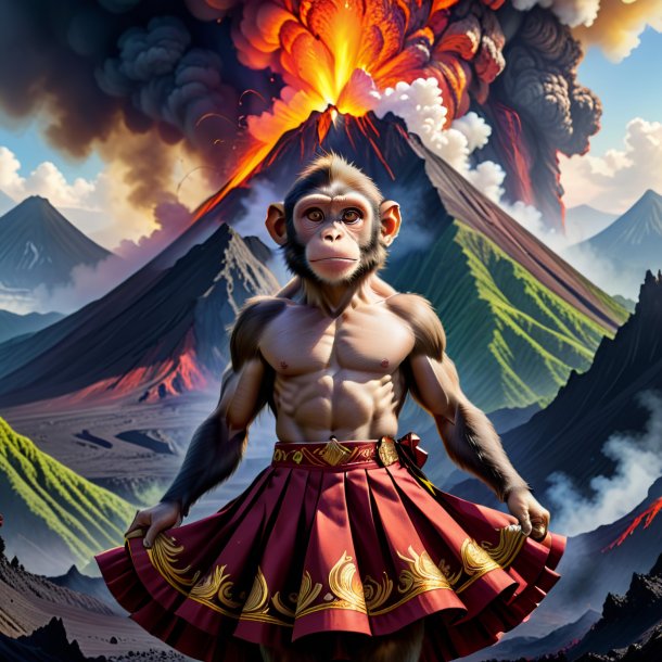 Drawing of a monkey in a skirt in the volcano