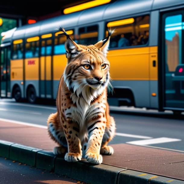 Foto de un baile de un lince en la parada de autobús