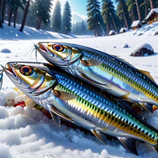 Picture of a crying of a sardines in the snow