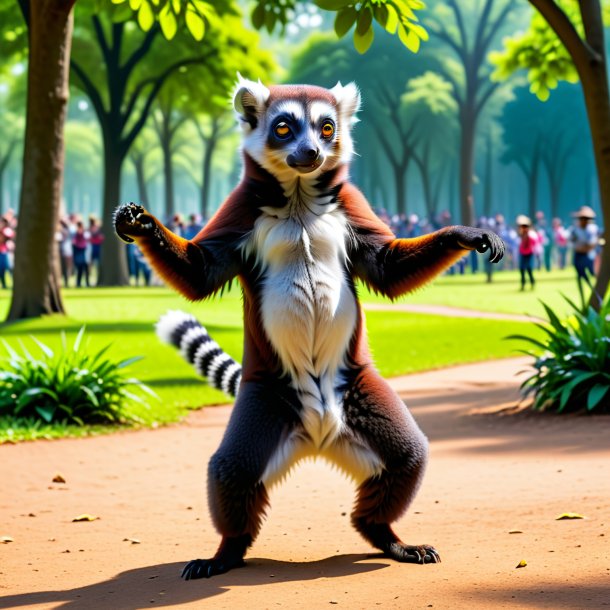 Photo of a dancing of a lemur in the park