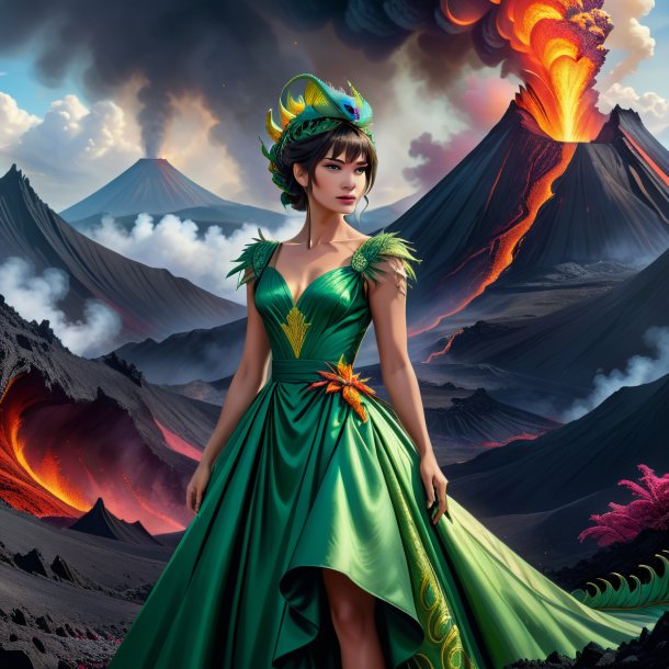 Drawing of a basilisk in a dress in the volcano