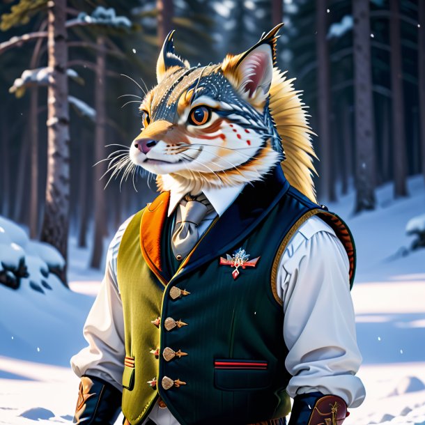 Picture of a pike in a vest in the snow