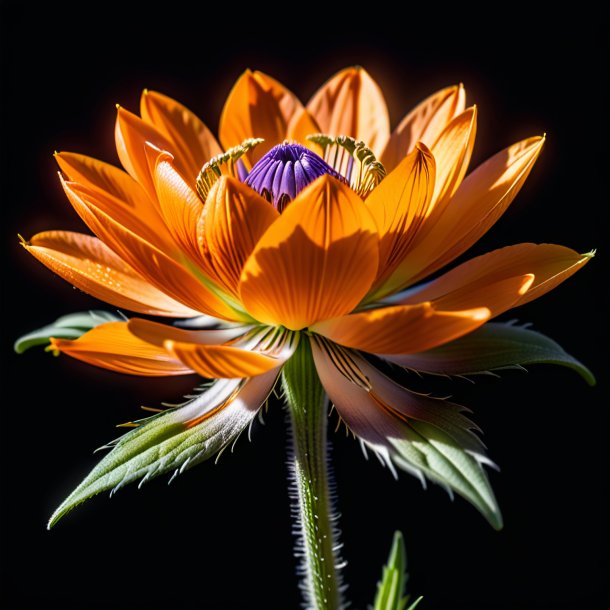 Clipart of a orange pasque flower