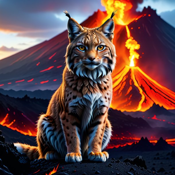 Image of a waiting of a lynx in the volcano