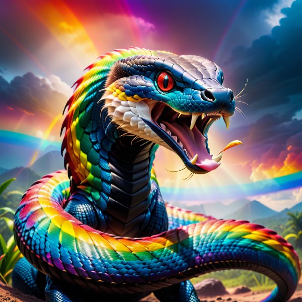 Pic of a angry of a cobra on the rainbow