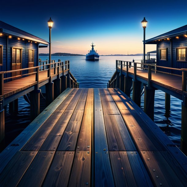 Ilustración de un muelle azul marino