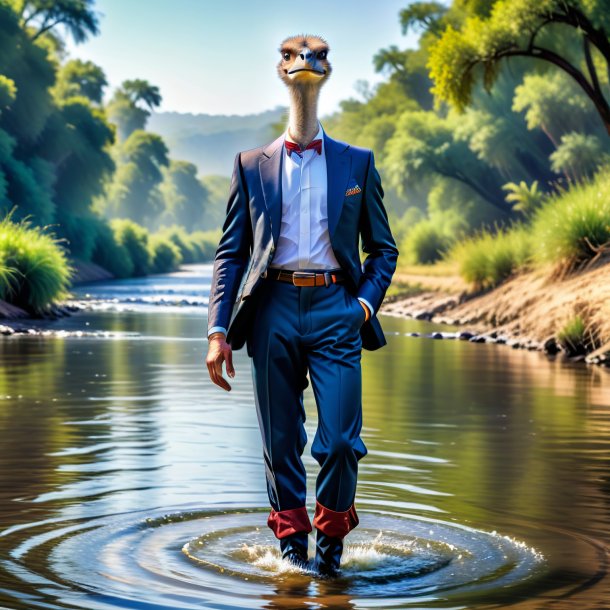 Pic of a ostrich in a trousers in the river