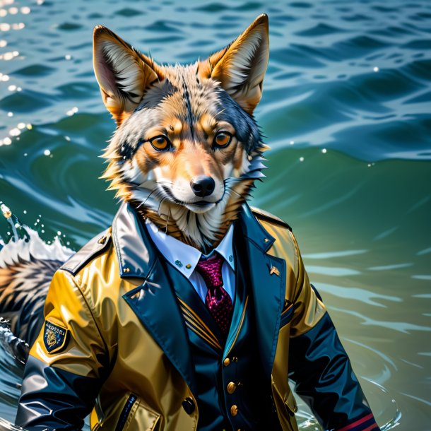 Photo d'un chacal dans une veste dans l'eau