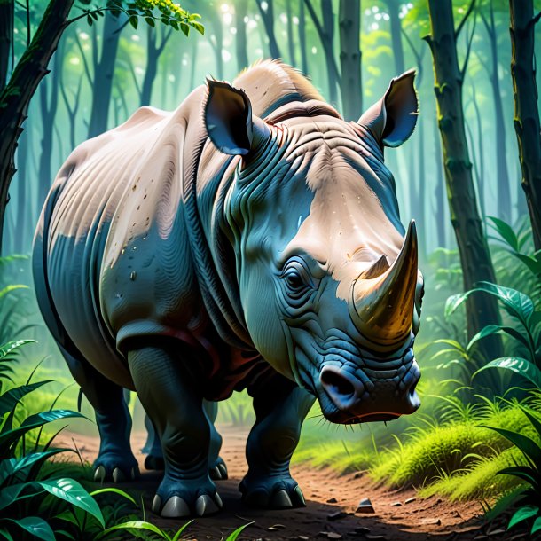 Picture of a crying of a rhinoceros in the forest