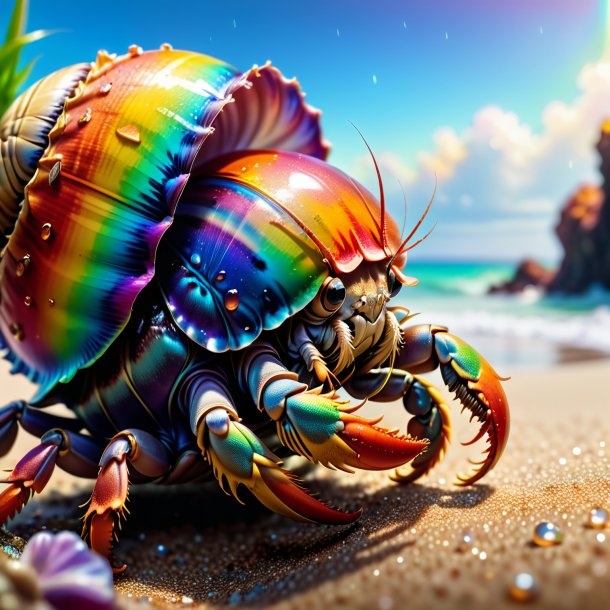 Pic of a crying of a hermit crab on the rainbow