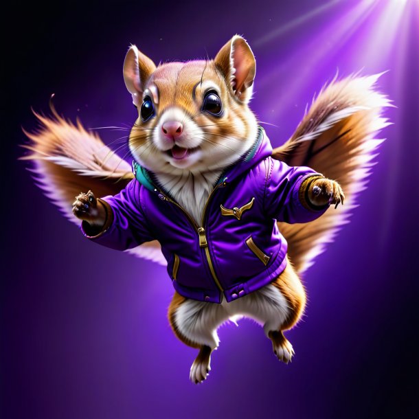 Photo of a flying squirrel in a purple jacket