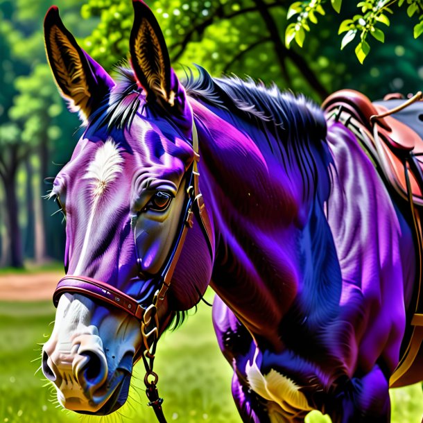 Image of a purple waiting mule