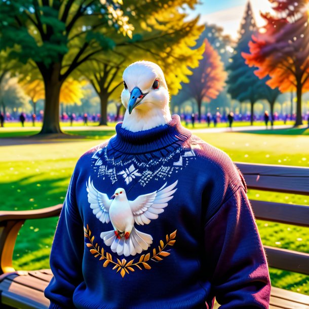 Pic of a dove in a sweater in the park