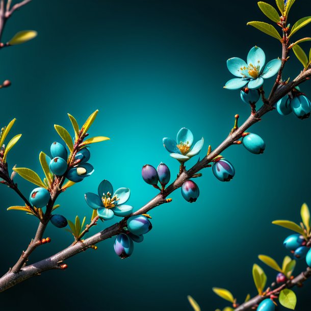 Portrayal of a teal blackthorn