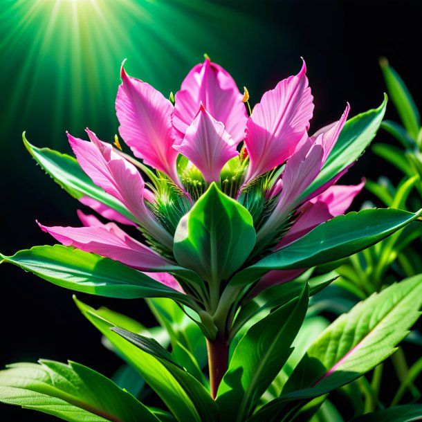 Fotografia de uma almíscar rosa verde