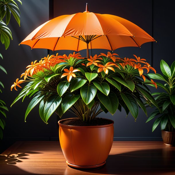 Imagery of a orange umbrella plant