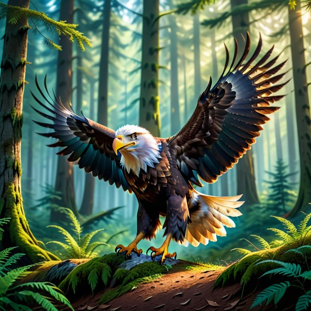 Picture of a dancing of a eagle in the forest