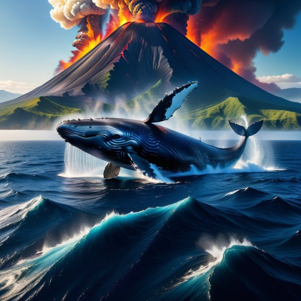 Photo of a whale in a jeans in the volcano