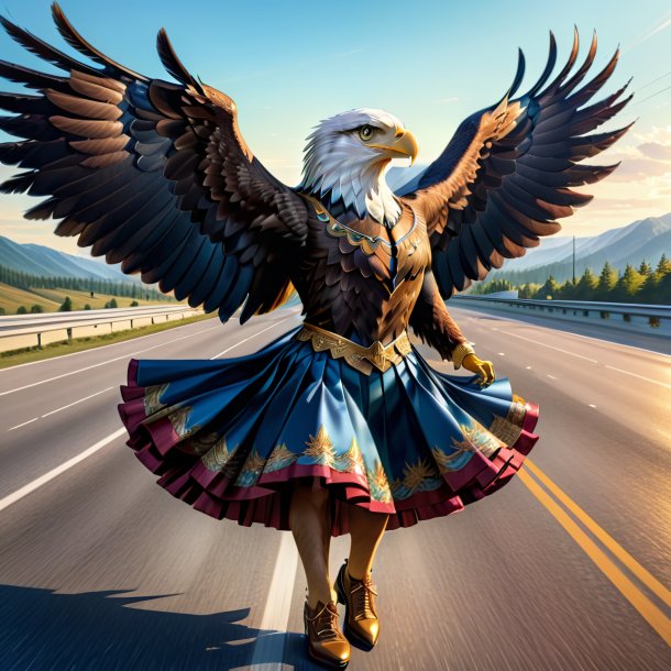 Drawing of a eagle in a skirt on the highway