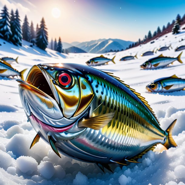 Pic of a crying of a sardines in the snow