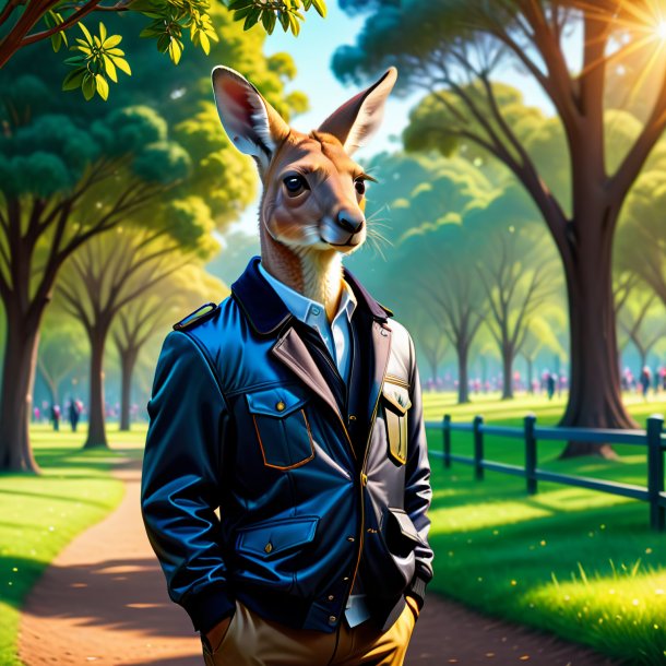 Illustration of a kangaroo in a jacket in the park