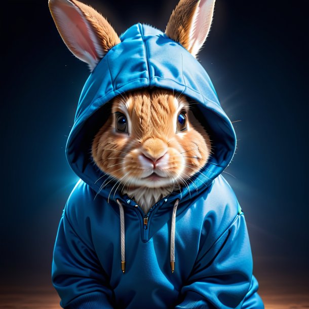 Image of a rabbit in a blue hoodie