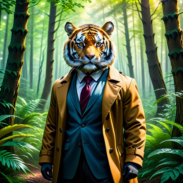 Photo of a tiger in a coat in the forest