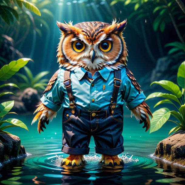 Photo of a owl in a trousers in the water