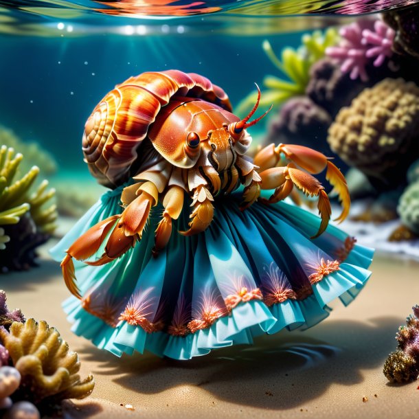 Picture of a hermit crab in a skirt in the water