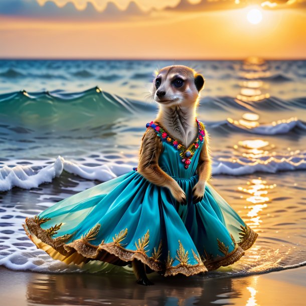 Photo of a meerkat in a dress in the sea