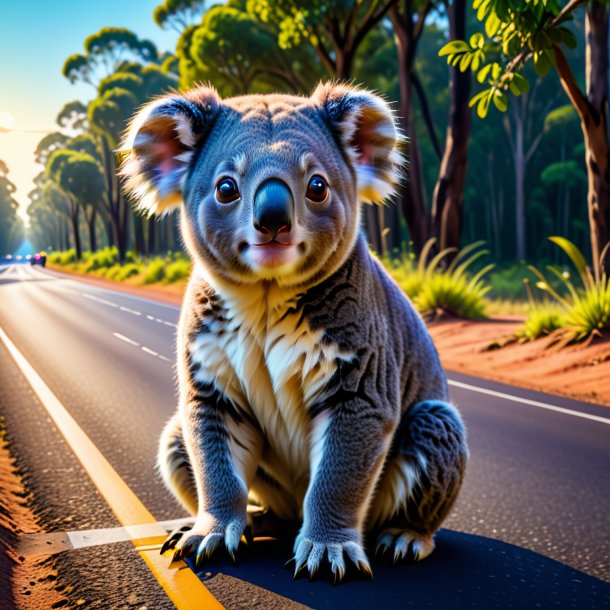 Foto de una espera de un koala en el camino