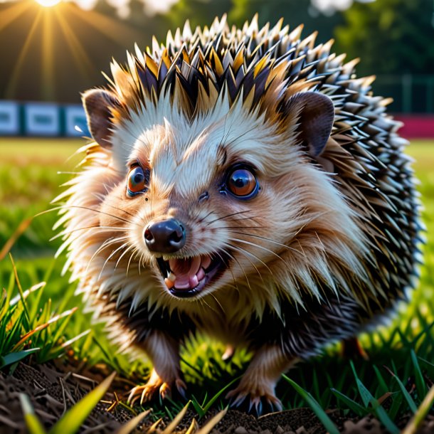 Image of a angry of a hedgehog on the field