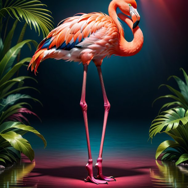 Imagem de um flamingo em um jeans vermelho