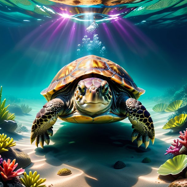 Image of a turtle in a shoes in the water