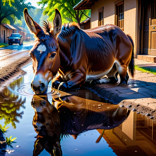 Pic of a resting of a mule in the puddle