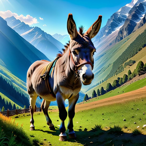 Pic of a playing of a donkey in the mountains