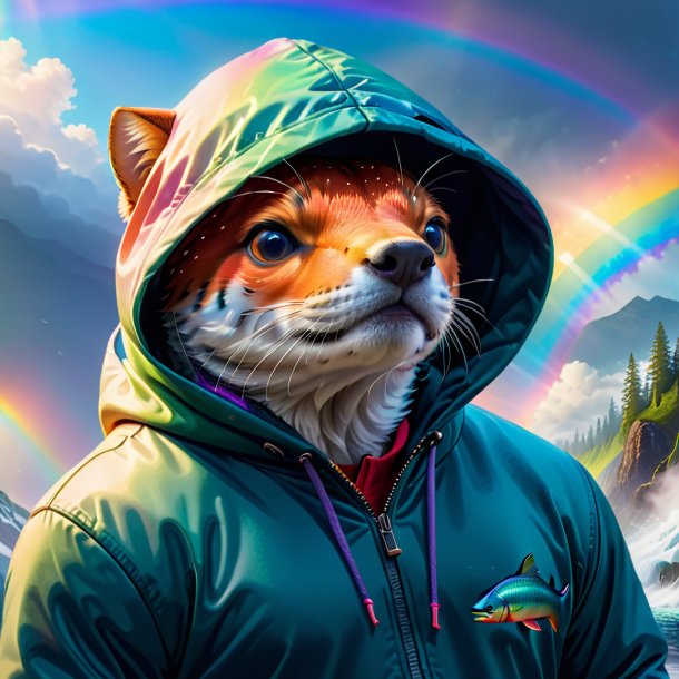 Picture of a salmon in a hoodie on the rainbow