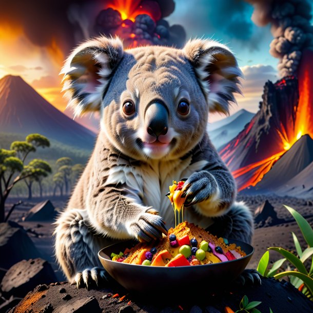 Foto de una comida de un koala en el volcán