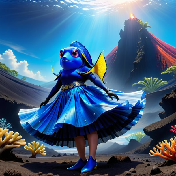 Picture of a blue tang in a skirt in the volcano